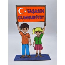 5 Adet Yaşasın Cumhuriyet Ahşap Boyama Okul Dıy Etkinlik Aktivite Sanat 25 cm x 13 cm