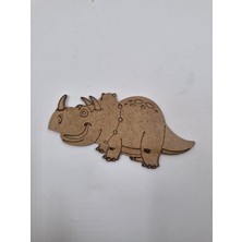 1 Adet Sevimli Dinazor 2 Ahşap Boyama Okul Diy Etkinlik Aktivite Sanat 15 cm x 7 cm