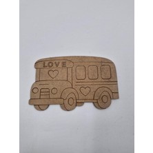 1 Adet Sevimli Okul Otobüsü Ahşap Boyama Okul Diy Etkinlik Aktivite Sanat 15 cm x 10 cm