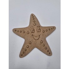 1 Adet Sevimli Deniz Yıldızı Ahşap Boyama Okul Dıy Etkinlik Aktivite Sanat 15 cm x 15 cm
