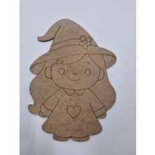 5 Adet Sevimli Cadı Ahşap Boyama Okul Diy Etkinlik Aktivite Sanat 15 cm x 11 cm
