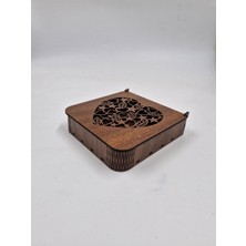Ahşap Dekoratif Kutu 12 cm x 12 cm x 3 cm No4