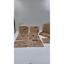 Ahşap Montessori Dinozorlar Çizim Seti Kutulu 9 Adet