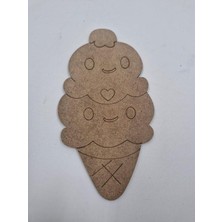 1 Adet Sevimli Külah Dondurma Ahşap Boyama Okul Diy Etkinlik Aktivite Sanat 15 cm x 8 cm