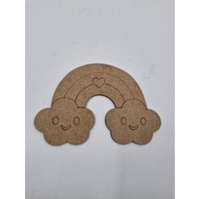1 Adet Sevimli Gökkuşağı Ahşap Boyama Okul Diy Etkinlik Aktivite Sanat 15 cm x 10 cm