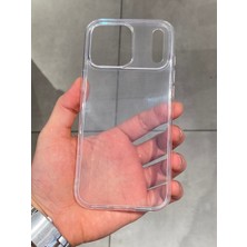 Iphone 17 Pro Uyumlu Darbe Emici Şeffaf Esnek Silikon Kılıf Kamerası Açık Şeffaf Silikon Kılıf