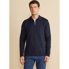 Brooks Brothers Polo Yaka Standart Lacivert Erkek Kazak BBFW25MKL033