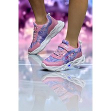 Vanone One Çocuk Unisex Ortopedik Spor Ayakkabı Işıklı Mor-Pembe Tekstil Kaydırmaz Taban