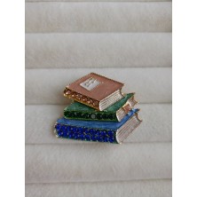 Lente Aksesuar Mavi, Yeşil, Pembe Kitap Broş, Öğretmen, Arkadaş Broş