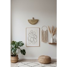 Kleopatra | Doğal Deniz Sazı Hasır Yelpaze Duvar Süsü Bohem Dekoratif | 36X25 cm