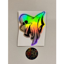 Sevimli Hayalet Ghost Sticker 9X8CM Folyo Kaplama-Araba Motosiklet Kask Modifiye Aksesuar