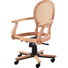 Masifart Alter Hasırlı Madalyon Döner Koltuk Cilasız Ham