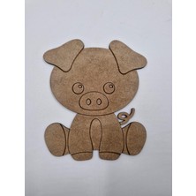 1 Adet Sevimli Domuz Ahşap Boyama Okul Diy Etkinlik Aktivite Sanat 15 cm x 13 cm