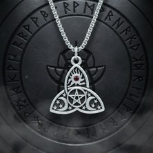 Alooya Dişi Tanrıçalar Sembolü - Triquetra Gümüş Kaplama Örme Zincir Kolye