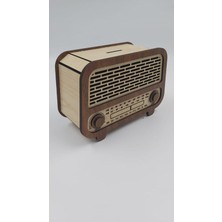 Ahşap Nostaljik Radyo Kumbara Akçaağaç Ceviz 18 cm x 12 cm x 8 cm