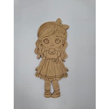 1 Adet Ahşap Sevimli Kız No2 Boyama Seti Okul Dıy Etkinlik Aktivite Sanat 15 cm