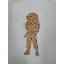 1 Adet Ahşap Sevimli Kız No9 Boyama Seti Okul Dıy Etkinlik Aktivite Sanat 15 cm