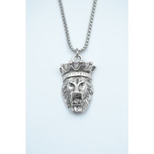 Alooya Aslan Kral Gümüş Kaplama Örme Zincir Kolye