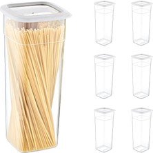 Storemax 6'lı Set Skali Kare Saklama Kabı Beyaz 2140 ml