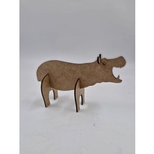 1 Adet Ahşap 3D Hayvanlar Su Aygırı Boyama Okul Dıy Etkinlik Aktivite Sanat 15 cm