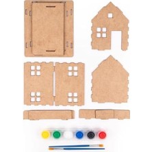 Storemax Rovexa Ahşap Oyuncak Ev Boyama Seti, 2+ Yaş, Çok Renkli, Ahşap Yapboz Ev, Eğitici Oyuncak