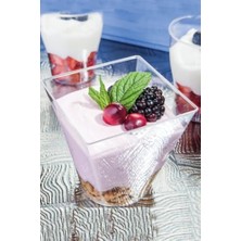 Storemax Kübik Prizma Kase Mika Plastik Şeffaf Kapaklı Sunum Kabı 24 Lü 240 cc