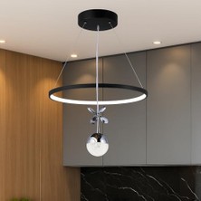 Storemax Modern Tek Toplu Yuvarlak LED Avize, 20 cm Çap, 70 cm Uzunluk, 3 Renkli Işık, Salon & Oturma Odası, E27 Duy Uyumlu, Şık Dekoratif Aydınlatma (40CM)