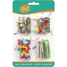 Storemax 4'lü Kırtasiye Seti, Ataş, Raptiye, Renkli Raptiye, Harita Çivisi, Ofis, Okul, Öğrenci Kullanımı Için, Düzenleyici Set