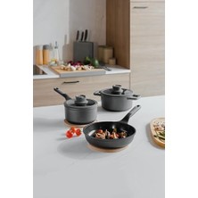 Storemax Leo Stone Yapışmaz Alüminyum Döküm 5 Li Tencere Seti