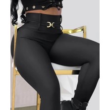 Arben Boutique Kadın Yüksek Bel Belden Toka Detaylı Dalgıç Tayt