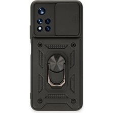 Buğz Xiaomi Poco M4 Pro 5g Kılıf Pars Lens Yüzüklü Silikon - Siyah