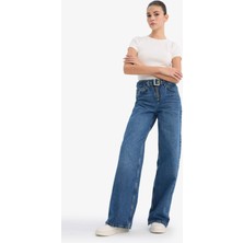 DeFacto %100 Pamuk Wide Leg Yüksek Bel Uzun Jean Pantolon G6900AX25CW