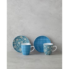 English Home Ember Porselen 4 Parça 2 Kişilik Kahve Fincan Takımı 80 ml Turkuaz