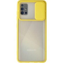 Buğz Samsung Galaxy A71 Kılıf Palm Buzlu Kamera Sürgülü Silikon - Sarı