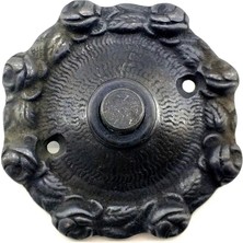 Buğz Antika Tarz Dekoratif Pirinç Güllü Kapı Zili - 75MM, Oksit