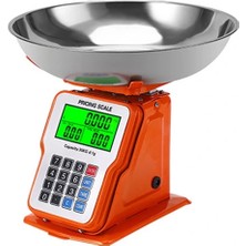 AyrStore 30KG 1g Dijital Kefeli Terazi Pilli ve Adaptörlü Elektronik Tartı, Paslanmaz Çelik Tepsili Tutar Hesaplama Turuncu