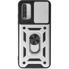 Buğz Xiaomi Redmi Note 9 4g Kılıf Pars Lens Yüzüklü Silikon - Gümüş