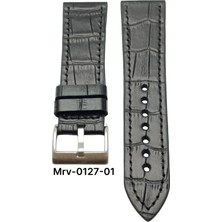 20 Mm-Mrv Spor Siyah Kroko Doğal Dikiş Deri Kordon