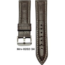 26 Mm-Mrv Bombeli Kahverengi Kroko Krem Dikiş Deri Kordon