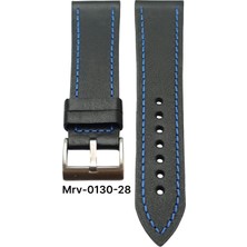 24 Mm-Mrv Spor Siyah Düz Mavi Dikiş Deri Kordon