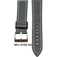 20 Mm-Mrv Spor Siyah Flotur Beyaz Dikiş Deri Kordon