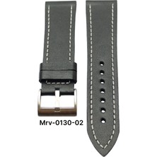 22 Mm-Mrv Spor Siyah Düz Beyaz Dikiş Deri Kordon