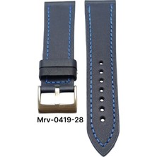 24 Mm-Mrv Spor Lacivert Düz Mavi Dikiş Deri Kordon