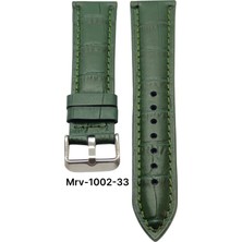 24 Mm-Mrv Bombeli Haki Yeşil Kroko Doğal Dikiş Deri Kordon