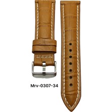 24 Mm-Mrv Bombeli Taba Kroko Krem Dikiş Deri Kordon