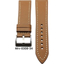 24 Mm-Mrv Spor Taba Düz Krem Dikiş Deri Kordon