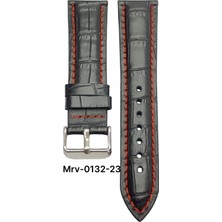 22 Mm-Mrv Bombeli Siyah Kroko Kırmızı Dikiş Deri Kordon