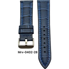 26 Mm-Mrv Bombeli Lacivert Kroko Mavi Dikiş Deri Kordon