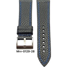 24 Mm-Mrv Spor Siyah Flotur Mavi Dikiş Deri Kordon