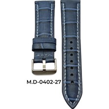 Mrv 18 Mm-M.d Bombeli Lacivert Kroko Açık Mavi Dikiş Deri Kordon